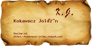 Kokavecz Jolán névjegykártya