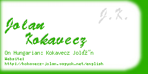 jolan kokavecz business card